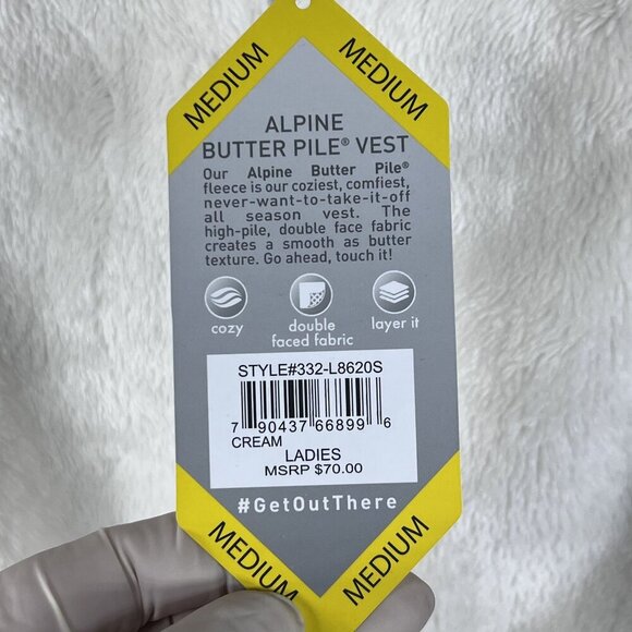 Free Country NWT Womens M Cream Alpine Butter Pile Fleece Zip Pockets Teddy Vest - Picture 12 of 16